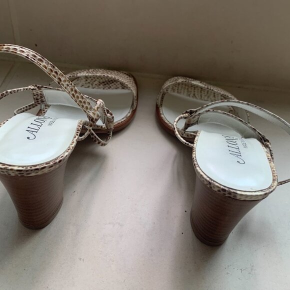 Allons Snakeskin Pattern Leather Sandal With Block Heel Size 6.5 - Picture 4 of 5